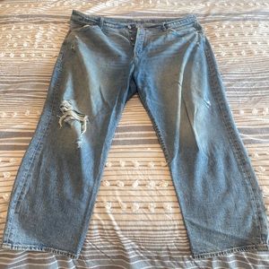 Old Navy distressed button-fly Sky-Hi Straight/Extra High Rise jeans